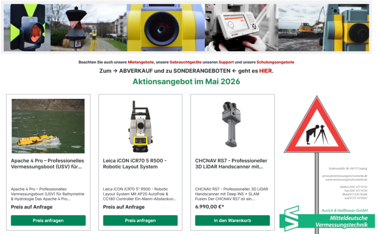 Bild von der Startseite Onlineshop der Aurich & Hallbauer GmbH mit Angeboten für Mai 2026 Mai_2026
